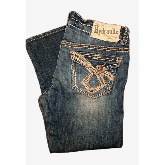 Hydraulic Brand  Jean Capri Size JUNIORS 7/8 29X23 EMBROIDERED THICK STICH #340C - Picture 1 of 10